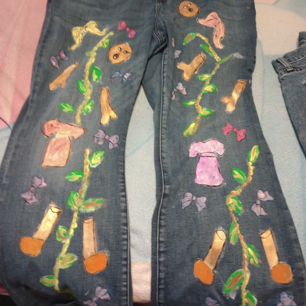 22w, Hand Painted Judy Blue Artistic Embellished Jeans